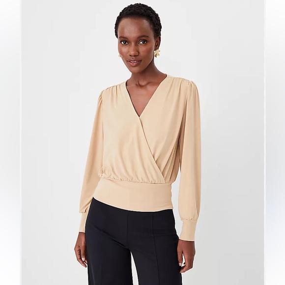 Ann Taylor NWT Classic Beige Wrap Blouse - Picture 1 of 6